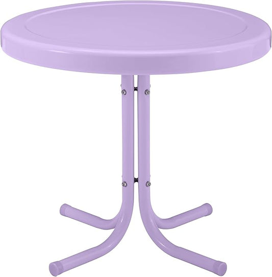 Crosley Furniture Griffith Weather Resistant Retro Metal Outdoor Side Table for Patio, Deck, Porch, Lavender Gloss