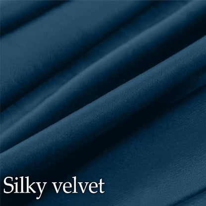 lalaLOOM Velvet Throw Pillow Covers, Set of 2, 18x18 Decorative Square Pillows Home Decor, Soft Accent Cases, Silky Machine Washable Pillowcases for Sofa, Couch, Bedroom, Living Room, Dark Blue