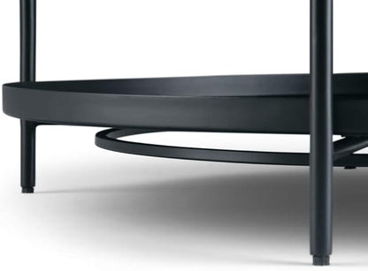 SIMPLIHOME Monet Industrial 32 inch Wide Metal Metal Coffee Table in Black for the Living Room and Family Room