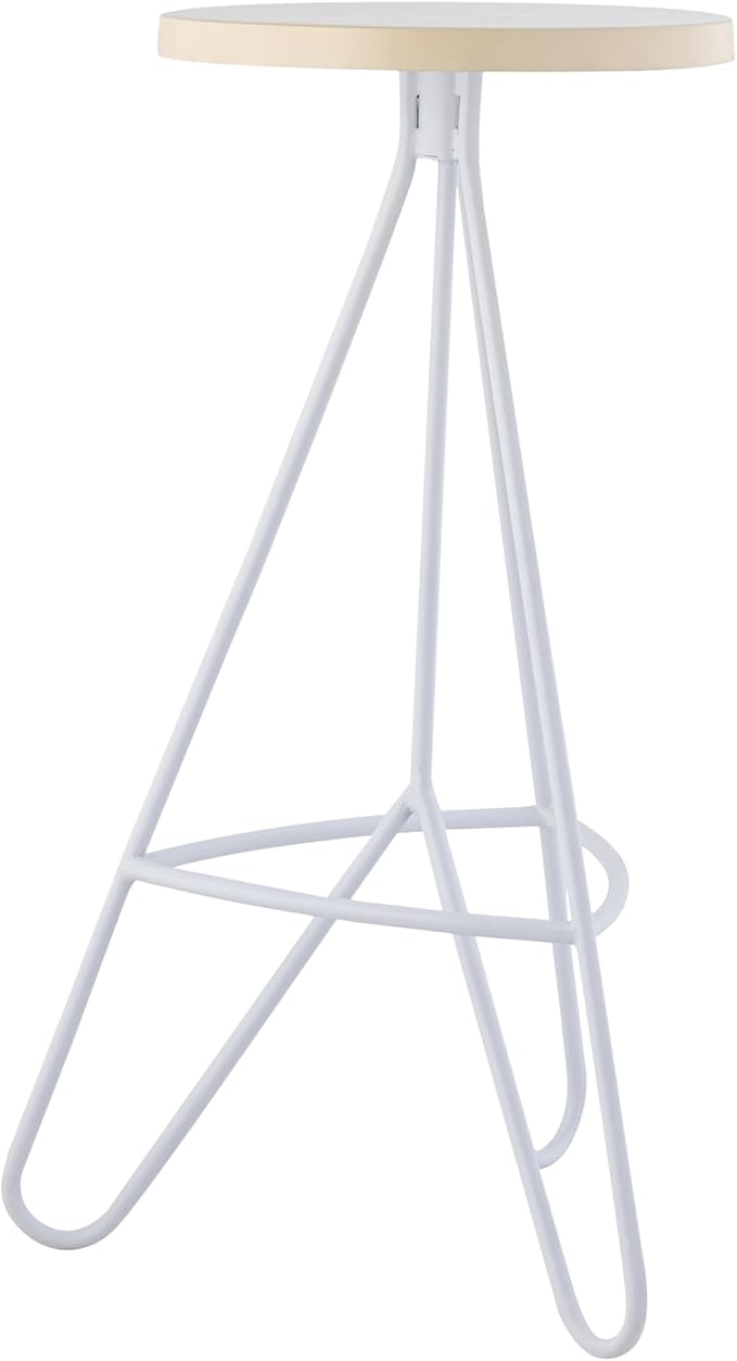 JONATHAN Y BSL1002D Trinity 30" Modern Industiral Iron Tripod Backless Bar Stool for Home, Kitchen, Dining Room, Workspaces, Cafes and Resturants, Almond Seat with White Frame