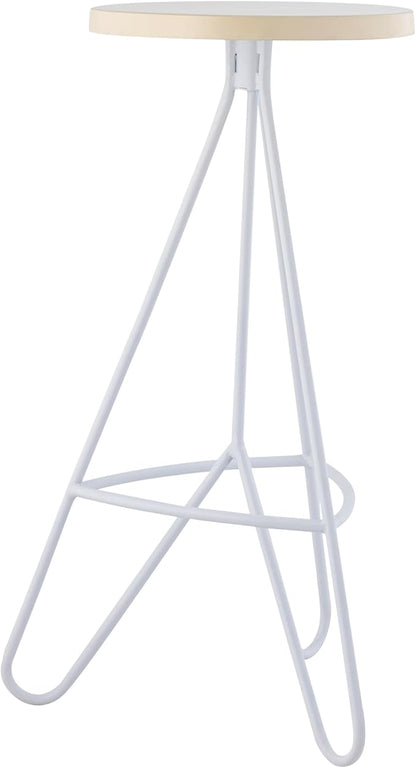 JONATHAN Y BSL1002D Trinity 30" Modern Industiral Iron Tripod Backless Bar Stool for Home, Kitchen, Dining Room, Workspaces, Cafes and Resturants, Almond Seat with White Frame