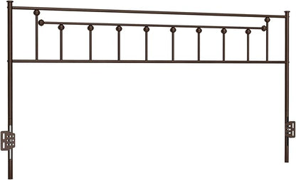 Metal King Size Headboard, Victorian Farmhouse Style Headboard, Easy Assembly, Steel King Headboard Only for Bedroom - Brown