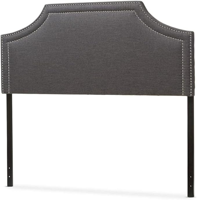 Urban Upmarket Modern and Contemporary Fabric Upholstered Headboard, Nailded Trim Head Board Grey/Full