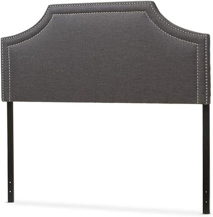 Urban Upmarket Modern and Contemporary Fabric Upholstered Headboard, Nailded Trim Head Board Grey/Queen