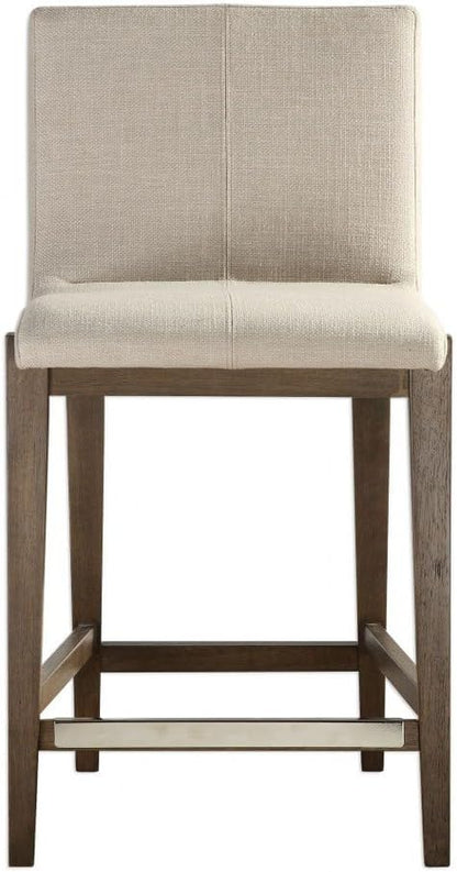 Uttermost Klemens 26" Neutral Linen Fabric Counter Stool