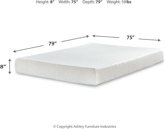 Signature Design by Ashley King Size Chime 8 Inch Medium Firm Gel Memory Foam Mattress with Green Tea & Charcoal Extract, Fiberglass Free, Mattress In A Box