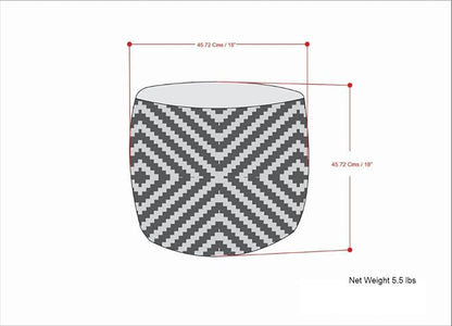 SIMPLIHOME Kent Boho Round Woven Outdoor/ Indoor Pouf in Grey and Yellow Recycled PET Polyester for the Living Room, Bedroom and Kids Room