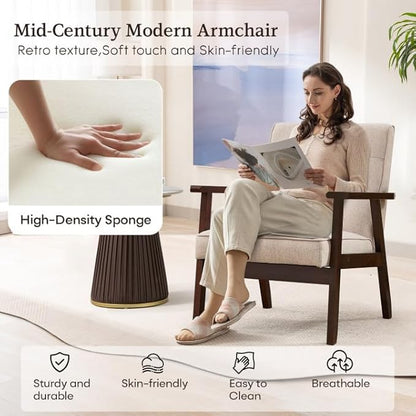 Bonzy Home Fabric Mid-Century Modern Accent Chair Set of 2, Upholstered Armchair with Solid Wood Frame, Reading Chair for Living Room, Bedroom