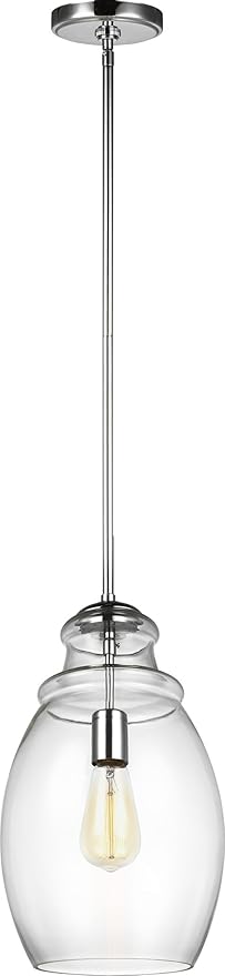 Feiss P1484CH Marino Glass Pendant Lighting, 1-Light, 60 Watts, Chrome (9"Dia x 16"H)