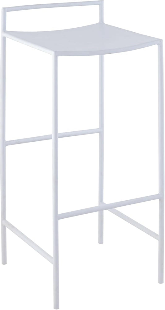 JONATHAN Y BSL1004B Svelte 30" Coastal Contemporary Iron Saddle-Seat Low-Back Bar Stool with Foot Rest for Home, Kitchen, Dining Room, Workspaces, Cafes and Resturants, White Frame