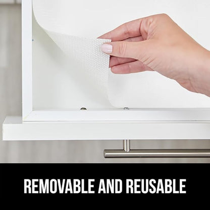 GORILLA GRIP DripGuard Shelf Liner, Non Adhesive Drawer and Kitchen Cabinet Protector, Slip Resistant BPA Free Smooth Surface Plastic Liners for Cabinets, Bathrooms, Closets, 17.5x240 Inch, White