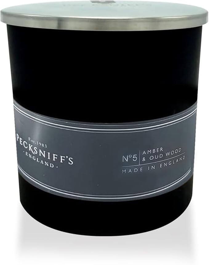 Pecksniffs Black Amber & Oud Wood Scented Candle | 1 Wick, 184g/6.49oz