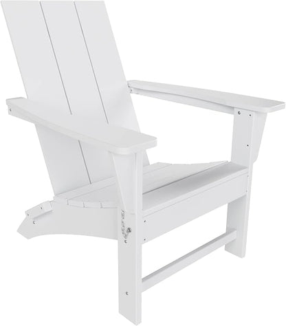 Costaelm Folding Adirondack Chairs, Outdoor Patio Adjustable Lawn Chairs, Weather Resistant Outside Firepit Chairs for Porch, Poolside, Garden, Backyard Deck, White