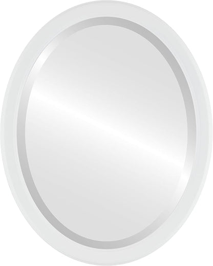 OVALCREST Oval Beveled Wall Mirror for Home Decor - Toronto Style - Linen White - 26" x 20"