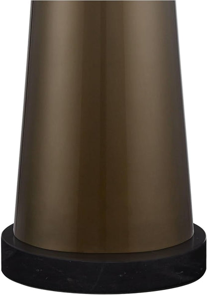 Possini Euro Design Karen Modern Table Lamp 36" Tall with Square Black Marble Riser Dark Gold Glass Off White Fabric Shade for Bedroom Living Room Nightstand Bedside Night Stand Office Kids Room