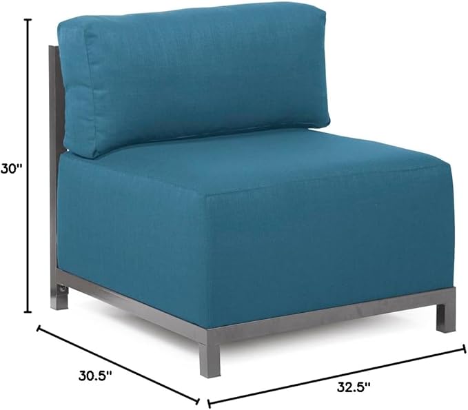 Howard Elliott Axis Chair with Cover for Both Indoor & Outdoor Seating, Cushioned Chair & Seating Titanium Frame Chair for Living Room, Office and Bedroom, 30.5 x 32.5 x 30 Inches, Seascape Turquoise