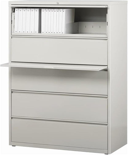 Pemberly Row 42-in Wide Metal 5 Drawer Lateral Filing Cabinet Light Gray