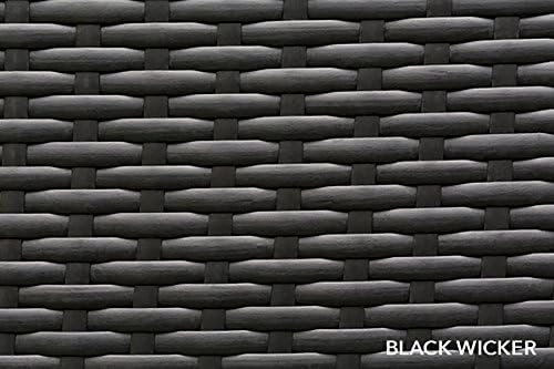 All Weather Outdoor Patio Wicker Furniture 7-PC Black Wicker Sectional with 6 inch Rainshield Gray Cushions
