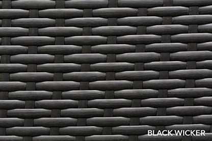 All Weather Outdoor Patio Wicker Furniture 7-PC Black Wicker Sectional with 6 inch Rainshield Gray Cushions