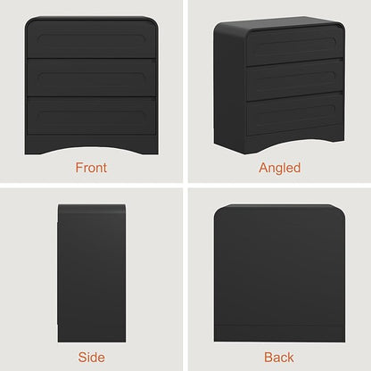 3 Drawer Dressers for Bedroom, 32" Wide Wood Storage Dresser & Chest of Drawers Organizer, Large Modern Dressers with 3 Drawer Storage Organizer for Bedroom Living Room Hallway Closet, Black