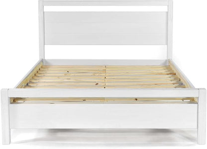 Grain Wood Furniture Loft Full Size Solid Wood Bed, Brushed White