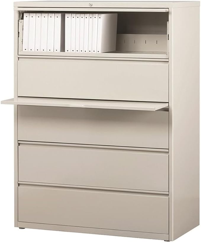 Pemberly Row 42-in Wide Metal 5 Drawer Lateral Filing Cabinet Light Gray