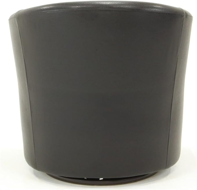 Pemberly Row Traditional 19" H Faux Leather Swivel Club Chair in Black