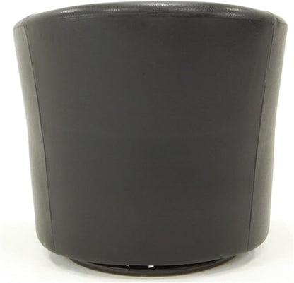 Pemberly Row Traditional 19" H Faux Leather Swivel Club Chair in Black