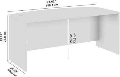Bush Business Furniture Studio C 72W x 36D Bow Front Desk in Natural Elm, Computer Table for Home or Professional Office