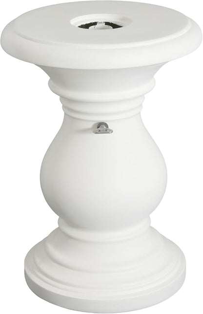 Christopher Knight Home Oriana MGO Outdoor Patio Side Table Umbrella Base, Heavy Duty Patio Umbrella Stand Outdoor Base with Hand-Turn Tightening Knob, Lounger Small Patio Coffee Table, White