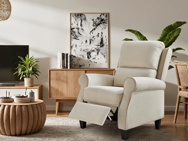 Recliner Chair for Living Room, Modern Reclining Sofa Home Theater Seating with Upholstered Push Back, Mid-Century Reclining Armchair with Lumbar Support, Bedroom, Reading Nook, Office, Set of 2