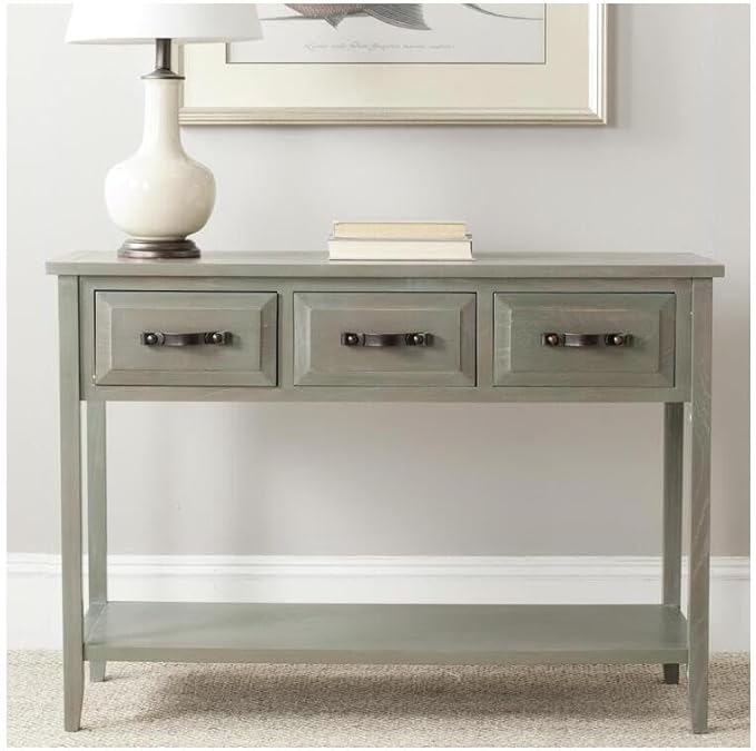 Safavieh Home Collection Aiden Ash Grey 3-Drawer Bottom Shelf Console Table