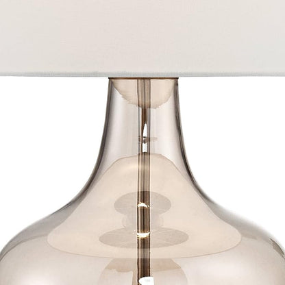 Possini Euro Design Ania Modern Table Lamp with USB Charging Port 31" Tall Clear Champagne Glass Off-White Tapered Drum Shade for Living Room Bedroom House Bedside Nightstand Office Entryway