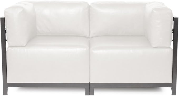 Howard Elliott Axis Chair with Cover for Both Indoor & Outdoor Seating, Cushioned Chair & Seating Titanium Frame Chair for Living Room, Office and Bedroom, 30.5 x 32.5 x 30 Inches, Avanti White