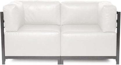 Howard Elliott Axis Chair with Cover for Both Indoor & Outdoor Seating, Cushioned Chair & Seating Titanium Frame Chair for Living Room, Office and Bedroom, 30.5 x 32.5 x 30 Inches, Avanti White