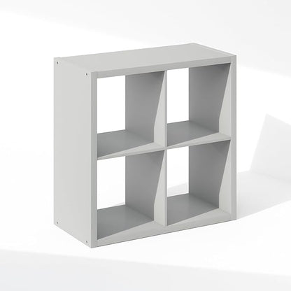 Furinno Cubic Closet Organizers and Storage, 4-Cube Closet Organizer, Open Shelf Closet Storage, Extra Thick Frame for Wardrobe, Bedroom, Living Room, Light Grey