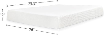 Signature Design by Ashley Chime Memory Foam 12" King Mattress with Thick Memory and Support Foam for Pressure Relief, Fiberglass Free, Mattress In A Box