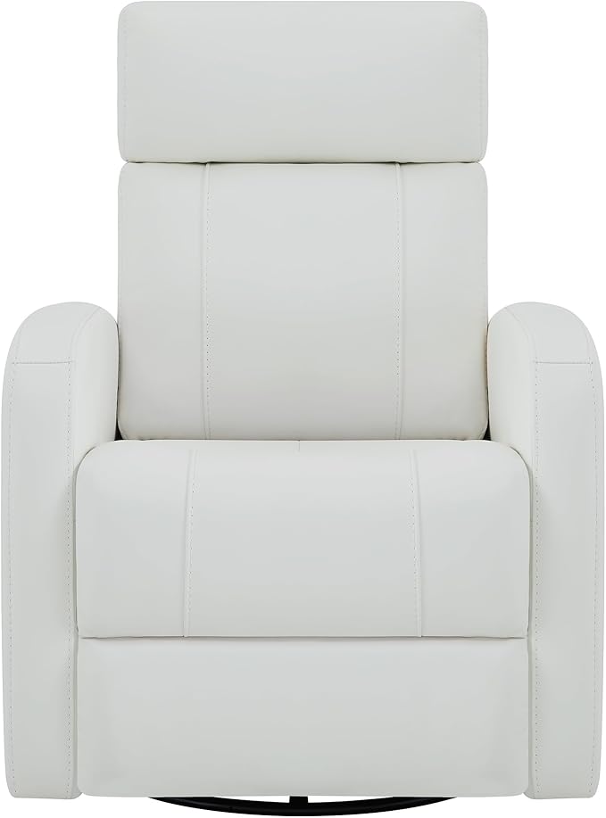 CHITA Genuine Leather Power Swivel Glider Recliner Chair, FSC Certified Double Layer Backrest Truck Armrest Recliner Chair Sofa for Living Room-White