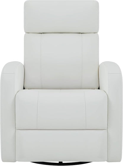 CHITA Genuine Leather Power Swivel Glider Recliner Chair, FSC Certified Double Layer Backrest Truck Armrest Recliner Chair Sofa for Living Room-White