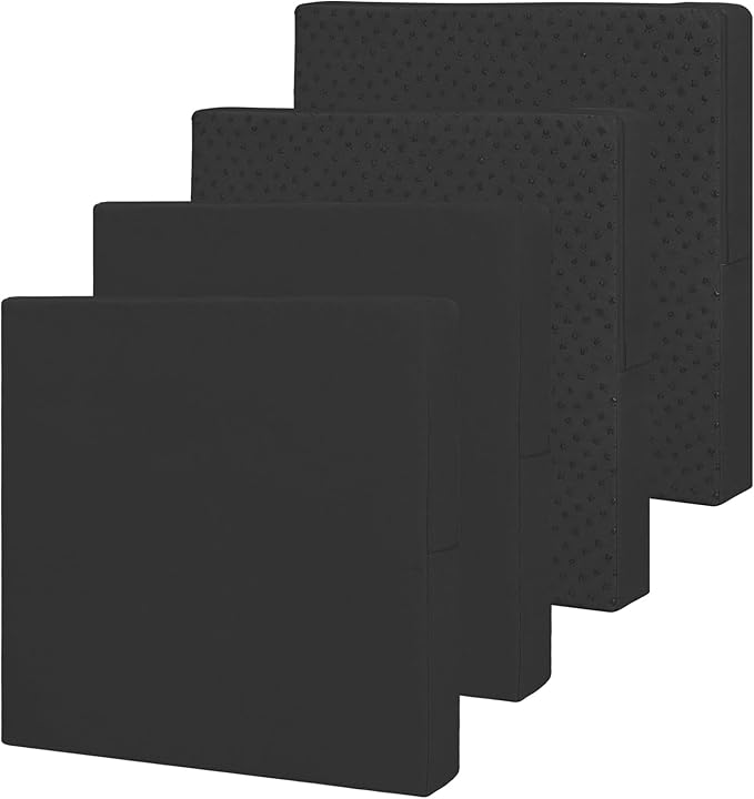 Easy-Going Waterproof Patio Cushion Covers ONLY Cover 27x25x5 inch 4 Pack Replacement Non-Slip Outdoor Seat Cushion Slipcover with Zipper. Black