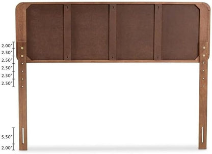 Mid-Century Marvel Fabric Upholstered Walnut Brown Finished Wood Headboard, Wall Mount Headboard King/Light Gray