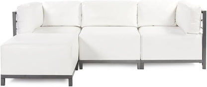 Howard Elliott Axis Modern Patio Chair, Titanium Frame, Atlantis White, Gusseted Back Cushions, Hand-Painted Finish, 30.5 x 32.5 x 30 Inches