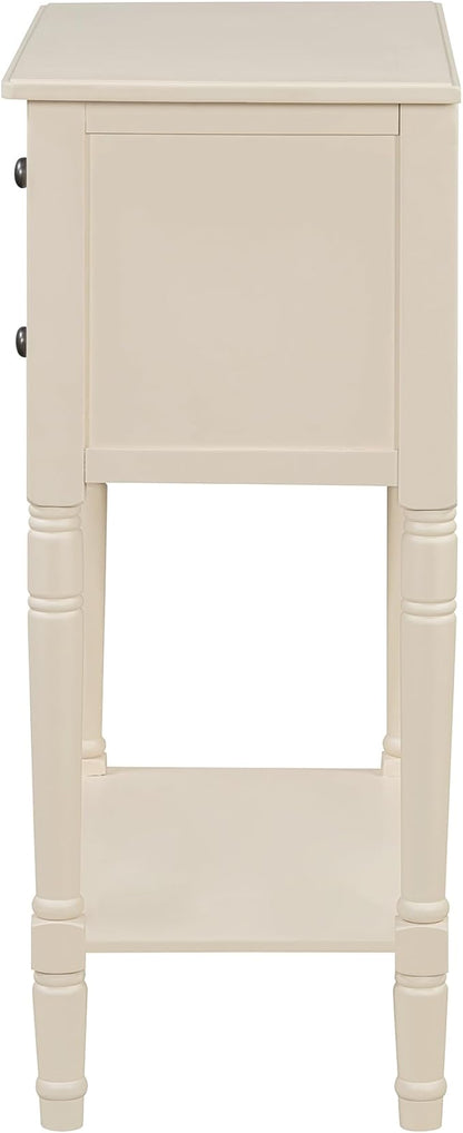 Knocbel Slim Antique Entry Console Table with 3 Drawers & Bottom Open Shelf, Solid Wood Narrow Sofa Couch Table for Entryway Hallway Living Room 23.7" W x 13" D x 31.4" H Beige