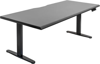 Mount-It! 72" Dual Motor Standing Desk – Large Electric Height Adjustable Executive Sit Stand Desk with Memory Presets, Black Frame & Black Top