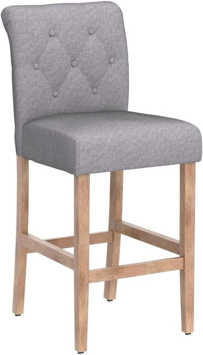 GOTMINSI 24" Bar Stools Set of 2 for Kitchen Island Upholstered Counter Height Bar Stools with Button Tufted Decoration Barstools Home Kitchen Island Wooden Bar Chairs Grey