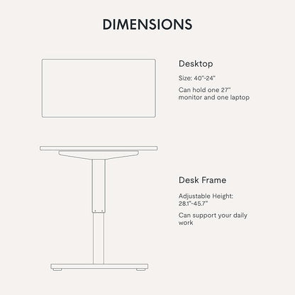 FLEXISPOT EN1 Whole-Piece Standing Desk 40x24 Electric Adjustable Height Small Heavy Duty Steel Stand Up (Black Frame + Mahogany Top, 2 Packages)