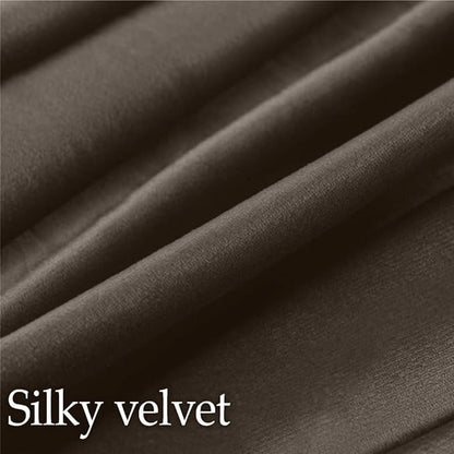 lalaLOOM Velvet Throw Pillow Covers, Set of 2, 18x18 Decorative Square Pillows Home Decor, Soft Accent Cases, Silky Machine Washable Pillowcases for Sofa, Couch, Bedroom, Living Room, Brown