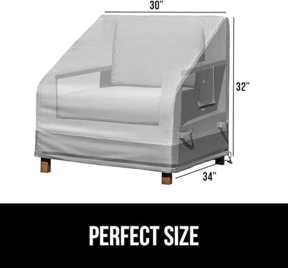 GORILLA GRIP Waterproof Medium Outdoor Patio Chair Cover, 30 Inch, Adjustable Furniture Covers Sets for Winter, Keep Cushions Dry, Protects from Sun, Snow, Rain, Windproof, UV Coated, 1 Pack