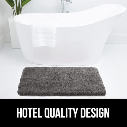 GORILLA GRIP Bathroom Rugs, 60x24, Ultra Soft Absorbent Mat, Thick Plush Bath Rug, Machine Washable, Microfiber Quick Dry, Mats for Shower, Bathtub and Floor, Home Decor Accessories, Gray
