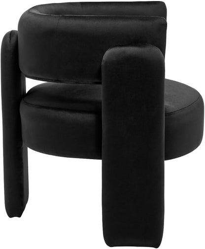 Velvet Accent Chair with Arms, Upholstered Barrel Armchair with Curved Back, Comfy Single Side Chair for Reading, Living Room, Home Office, Black